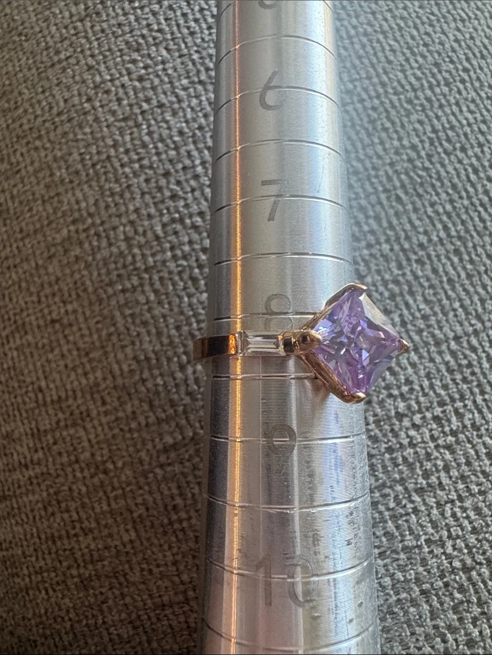 Vintage Lavender Square-Cut Solitaire Ring - Women Jewelry
